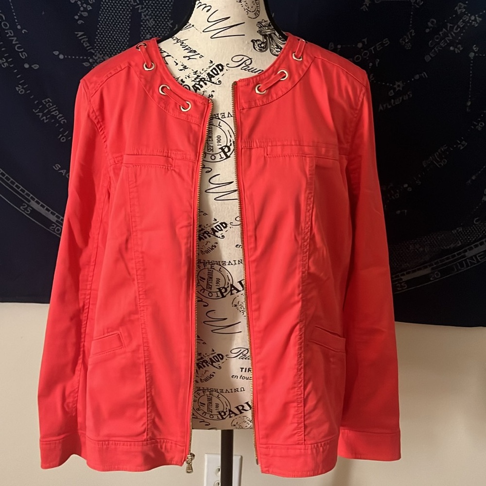 Chico’s Coral Zip Front Jacket Size 2 (M/L) - Picture 6 of 8